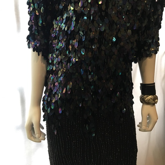 Black Sequin Sho Max Dress Size 4 - Picture 7 of 8